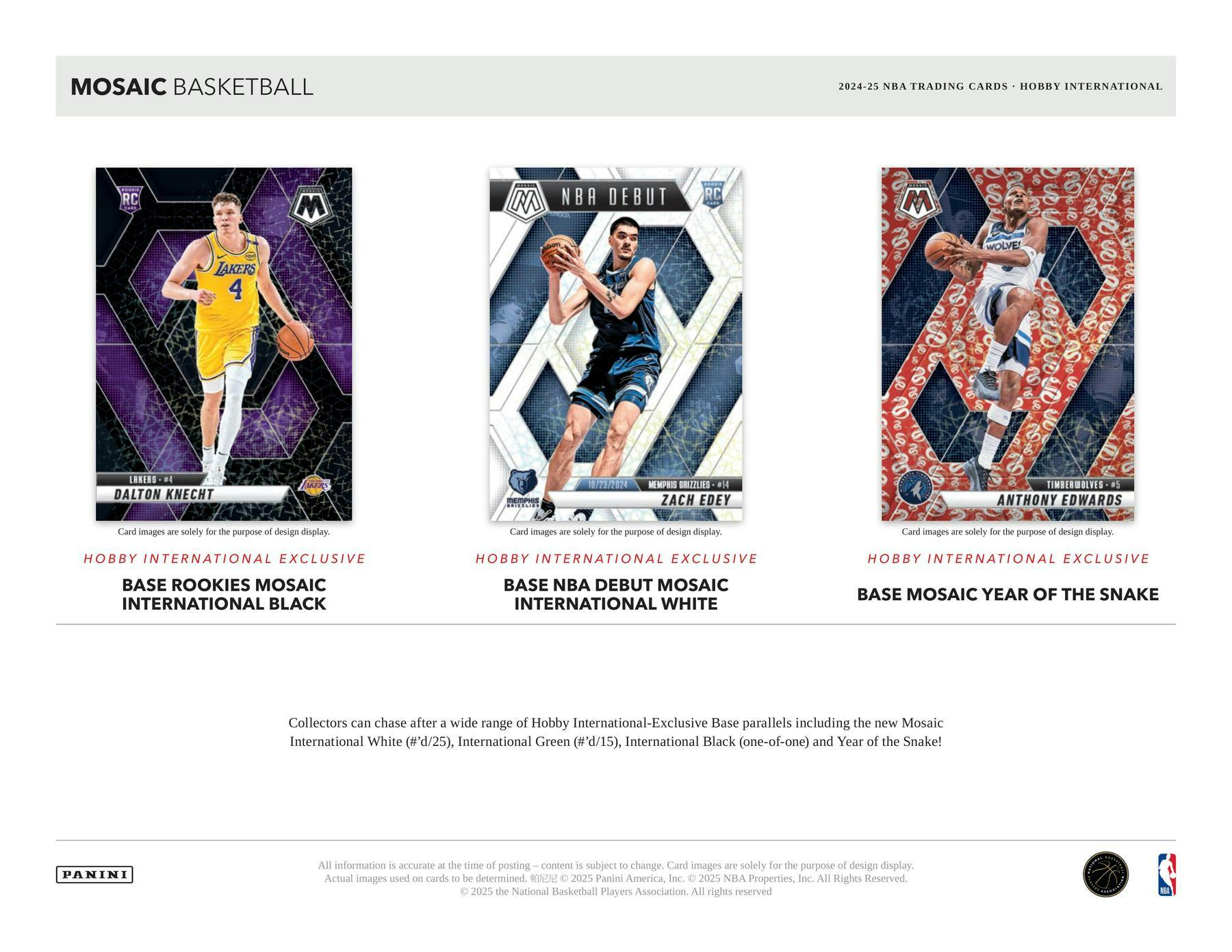 2024 - 25 Panini Mosaic Basketball International Hobby Box 746134180279 at King Card Canada