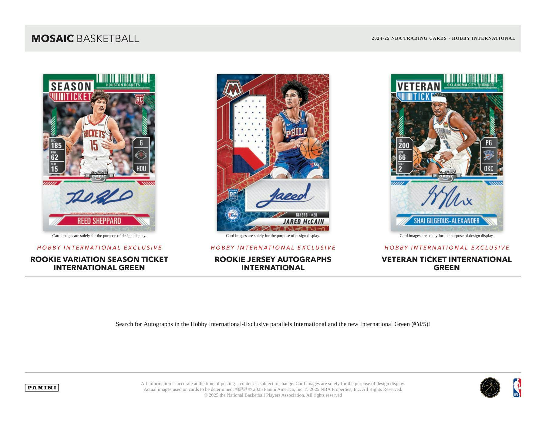 2024 - 25 Panini Mosaic Basketball International Hobby Box 746134180279 at King Card Canada