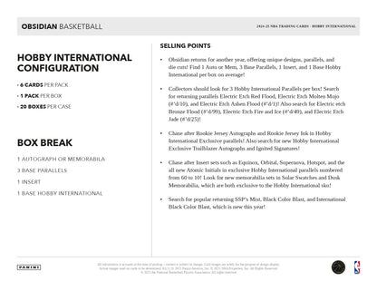 2024 - 25 Panini Obsidian Basketball International Hobby Box 746134179440 at King Card Canada