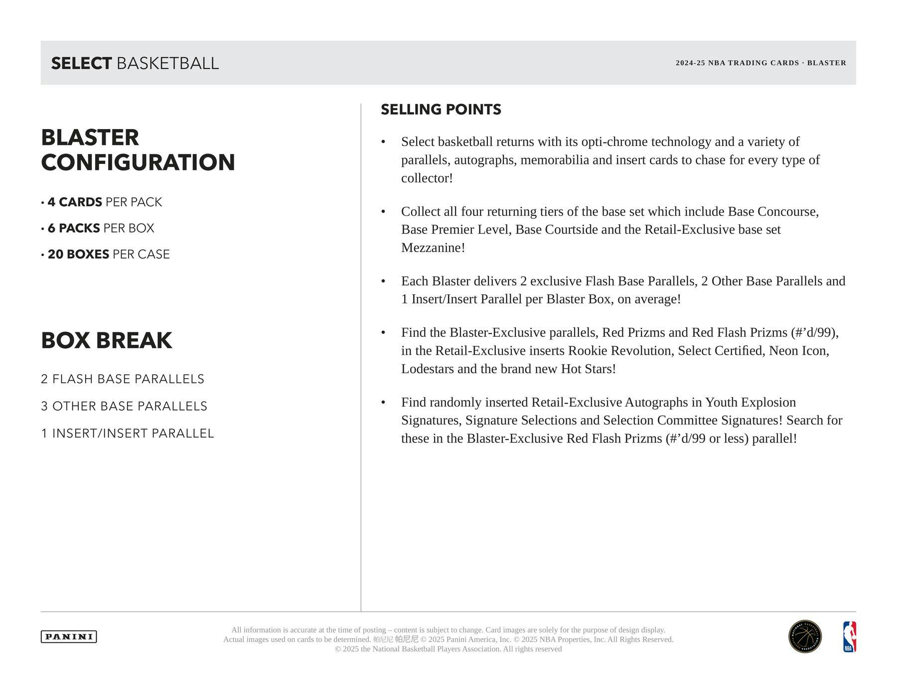 2024 - 25 Panini Select Basketball Blaster Box 746134180637 at King Card Canada