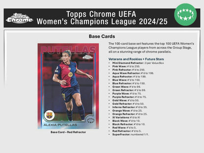 2024 - 25 Topps Chrome UEFA Women's Champions League Soccer Blaster Value Box 887521141739 at King Card Canada
