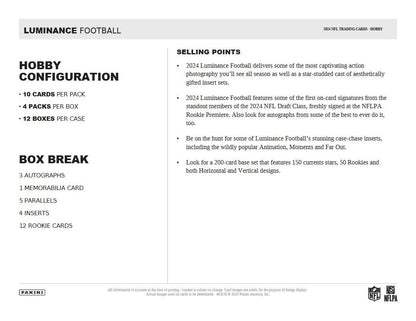 2024 Panini Luminance Football Hobby Box 746134159312 - King Card Canada