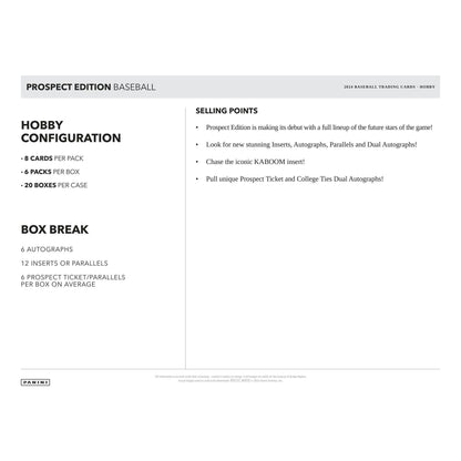 2024 Panini Prospect Edition Baseball Hobby Box 746134166686 at King Card Canada