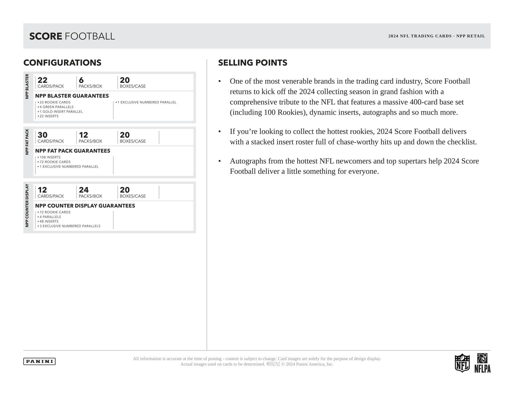 2024 Panini Score Football Blaster Box at King Card Canada