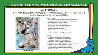 2024 Topps Archives Baseball Blaster Value Box 887521133666 at King Card Canada