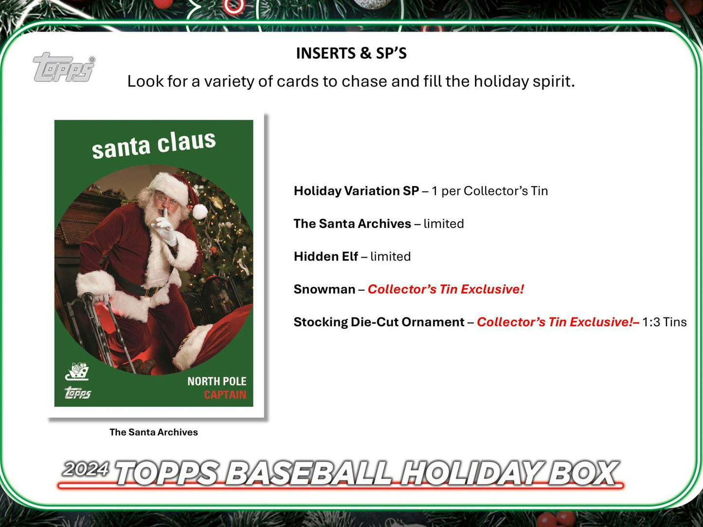 2024 Topps Baseball Holiday Tin 887521133154 at King Card Canada