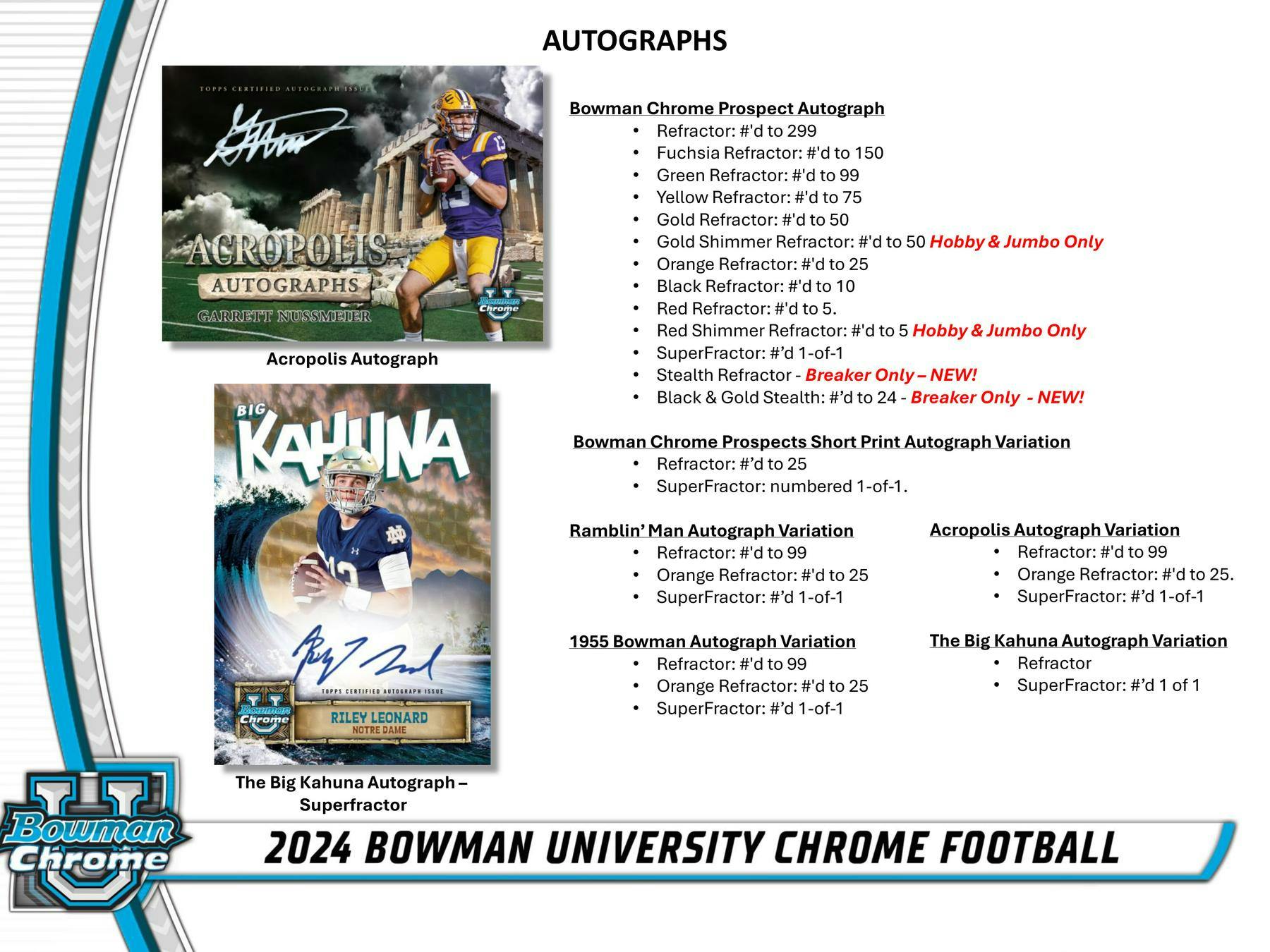 2024 Topps Bowman Chrome University Football Hobby Box 887521131440 at King Card Canada