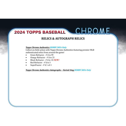 2024 Topps Chrome Baseball Hobby Box 887521128853 - King Card Canada