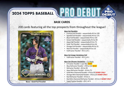 2024 Topps Pro Debut Baseball Hobby Box 887521127603 - King Card Canada