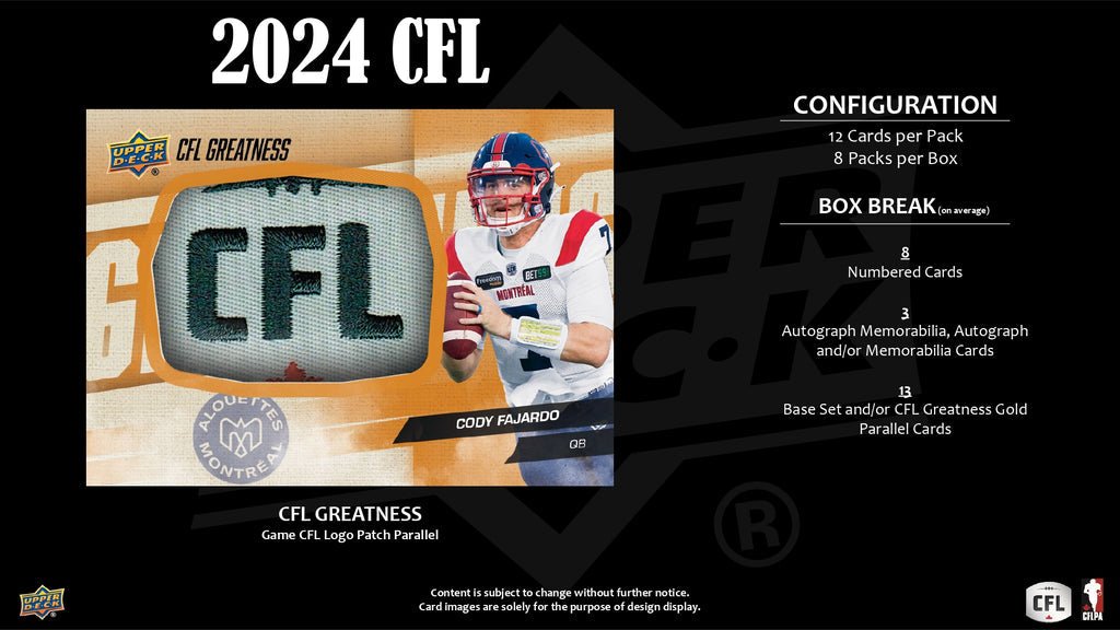 2024 Upper Deck CFL Football Hobby Box 053334712606 at King Card Canada