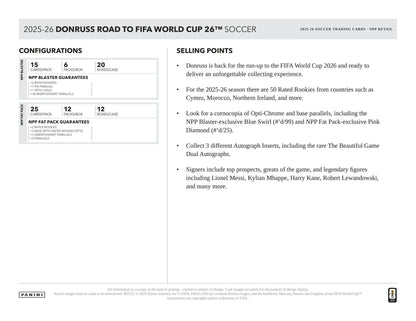 2025 - 26 Panini Donruss Road to FIFA World Cup Soccer Blaster Box 746134178726 at King Card Canada