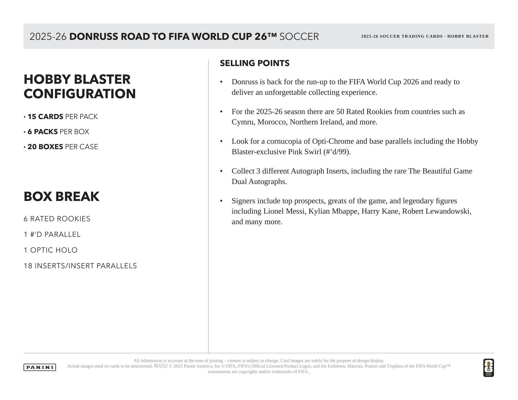 2025-26 Panini Donruss Road to FIFA World Cup Soccer Hobby Blaster Box 746134178818 at King Card Canada