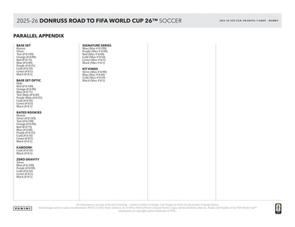 2025 - 26 Panini Donruss Road to FIFA World Cup Soccer Hobby Box 746134178665 at King Card Canada
