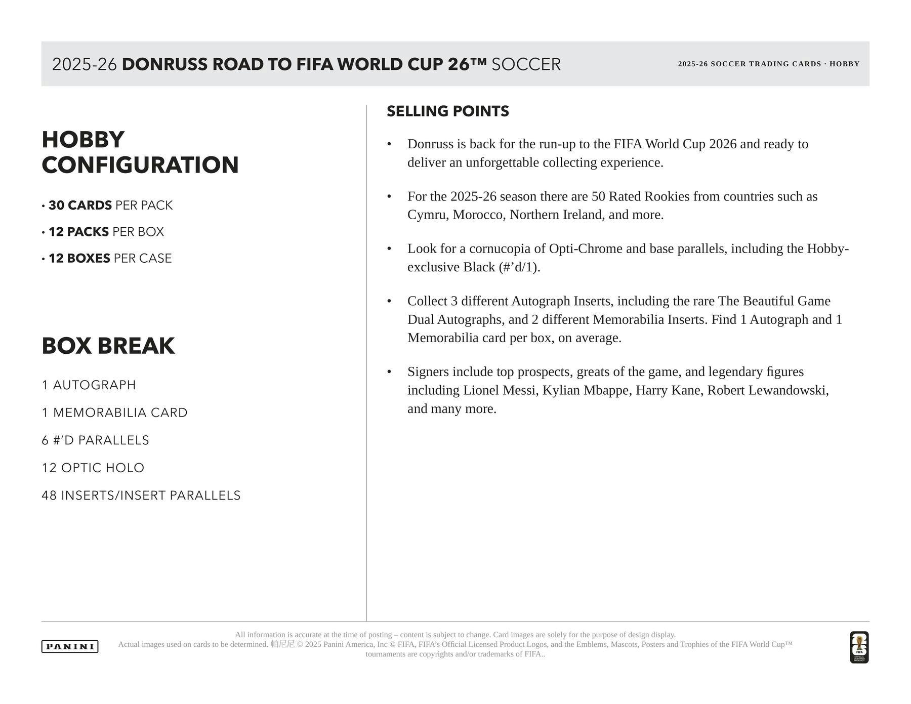 2025 - 26 Panini Donruss Road to FIFA World Cup Soccer Hobby Box 746134178665 at King Card Canada