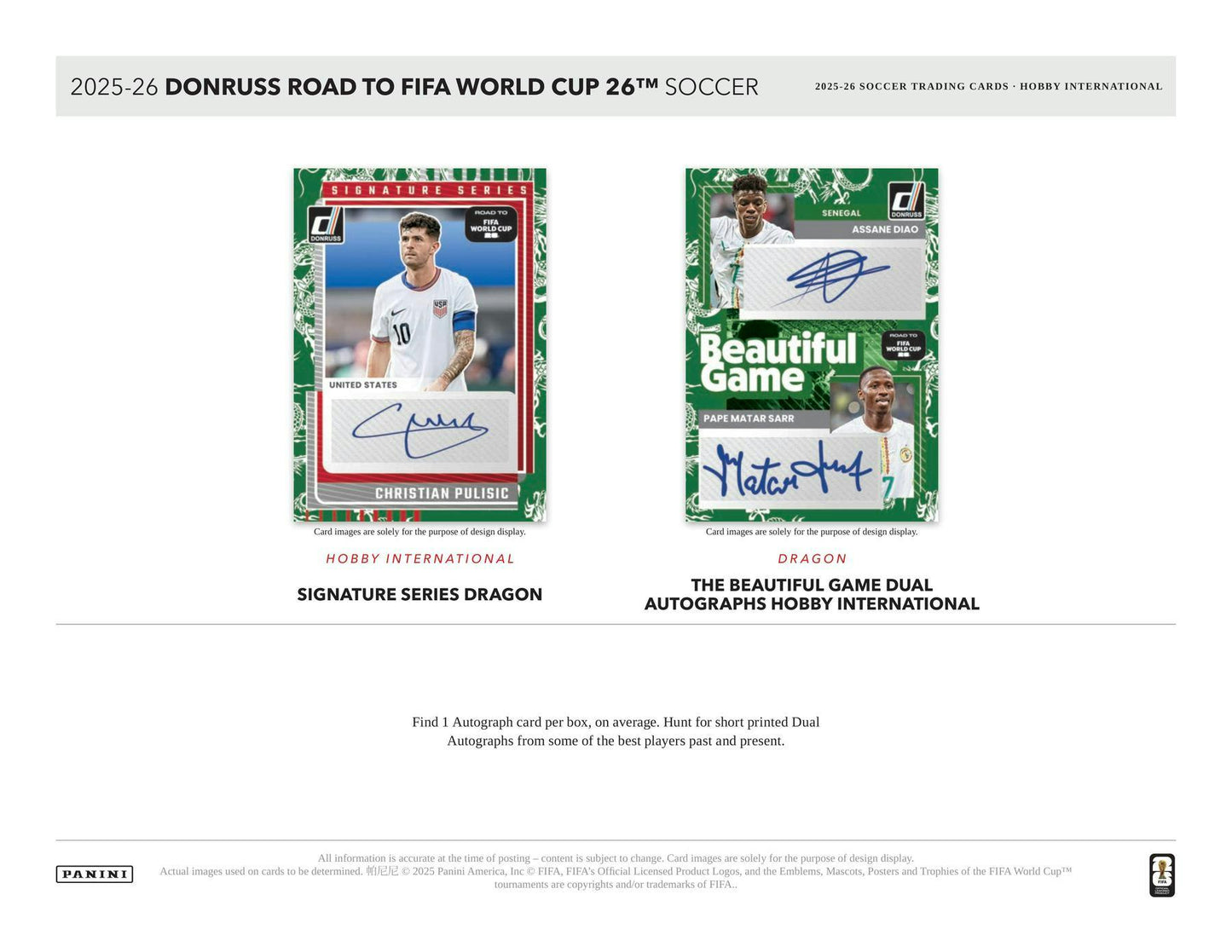 2025 - 26 Panini Donruss Road to FIFA World Cup Soccer International Hobby Box [DAMAGED] 746134178696 at King Card Canada