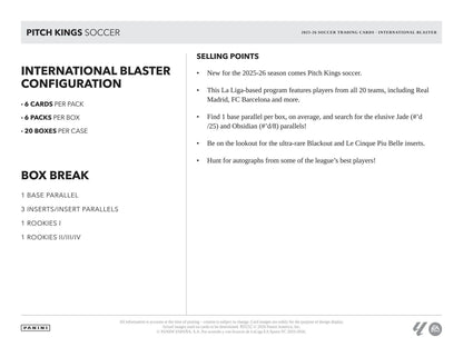 2025-26 Panini Pitch Kings La Liga Soccer International Blaster Box 746134204470 at King Card Canada