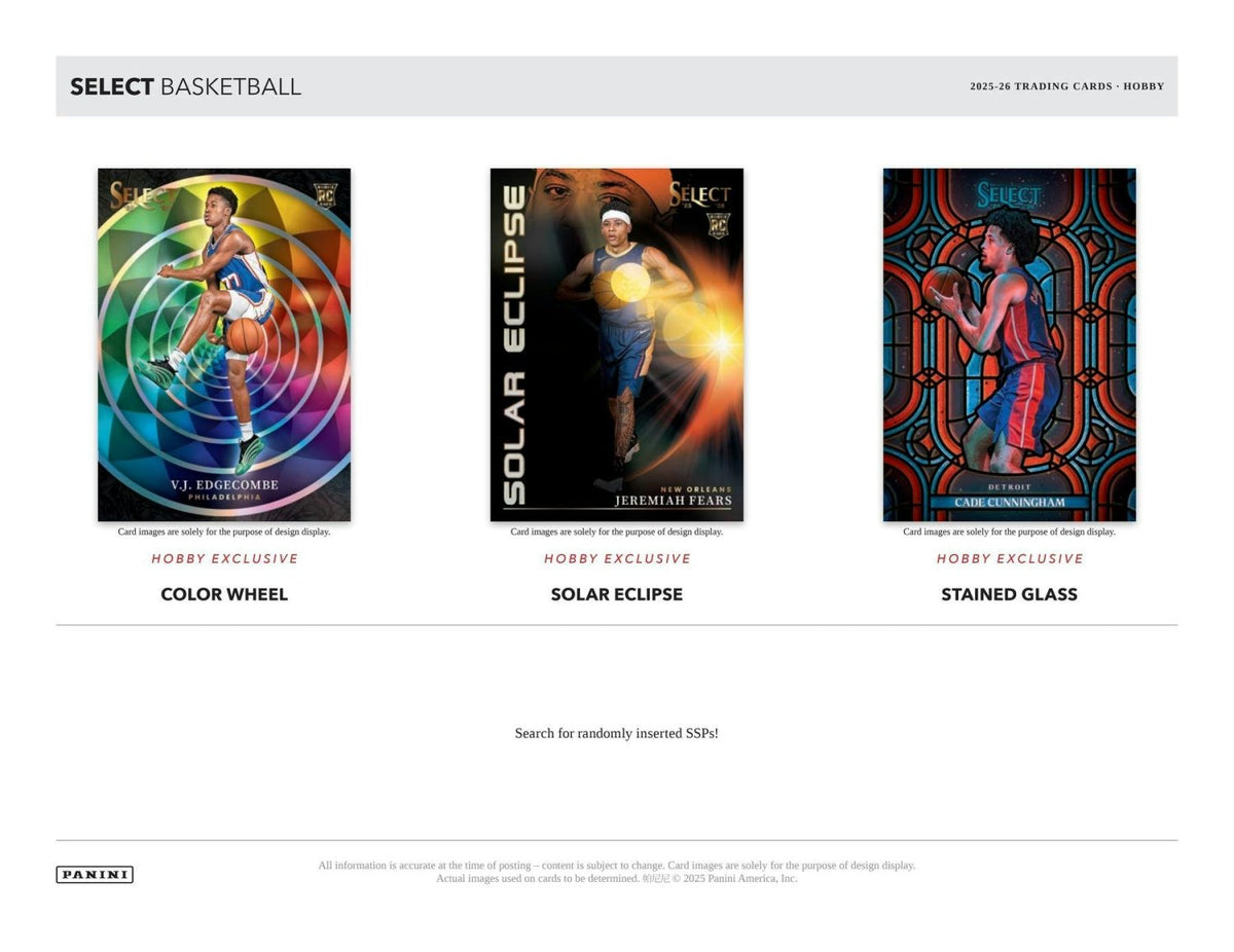 2025-26 Select Basketball Color Wheel, Solar Eclipse and Stained Glass hobby-exclusive inserts