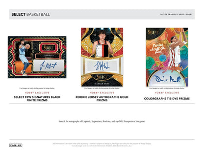 2025-26 Select Basketball Select Few Signatures, Rookie Jersey Autographs Gold and Colorgraphs Tie-Dye cards