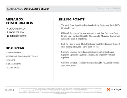 2025-26 Panini Select EuroLeague Basketball Mega Box 746134195587 at King Card Canada