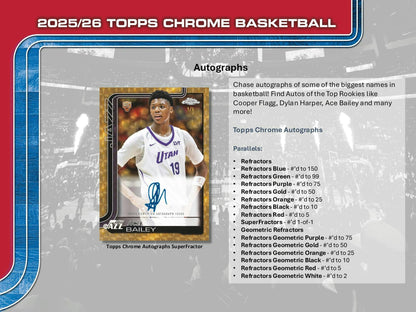 2025 - 26 Topps Chrome Basketball Blaster Value Box 887521149735 at King Card Canada
