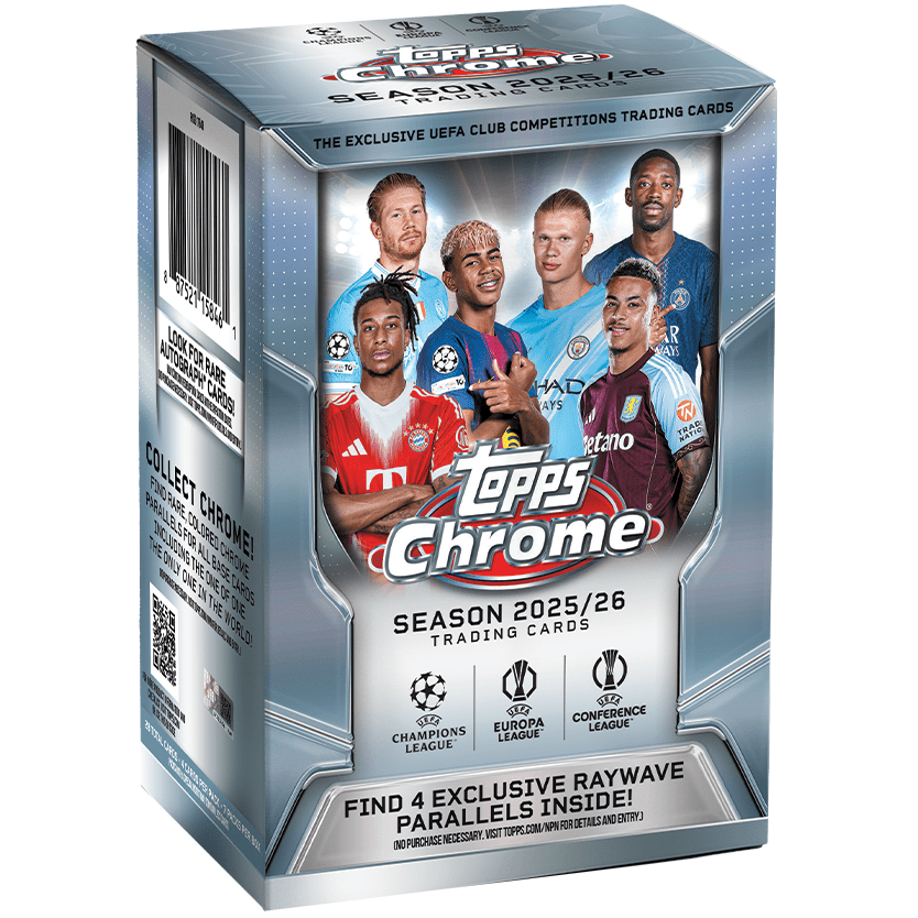 2025 - 26 Topps Chrome UEFA Club Competitions Soccer Blaster Value Box 887521158461 at King Card Canada