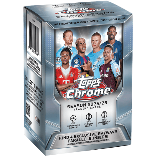 2025 - 26 Topps Chrome UEFA Club Competitions Soccer Blaster Value Box 887521158461 at King Card Canada