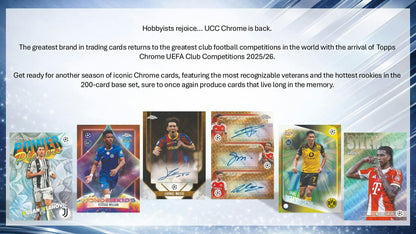 2025 - 26 Topps Chrome UEFA Club Competitions Soccer Hobby Box 887521158331 at King Card Canada
