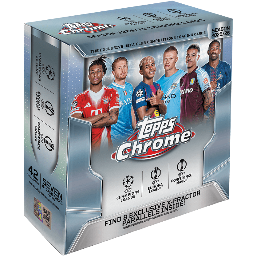 2025 - 26 Topps Chrome UEFA Club Competitions Soccer Mega Box 887521158560 at King Card Canada