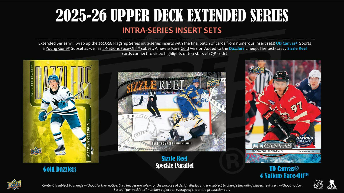 2025-26 Upper Deck Extended Series Hockey Blaster Box 053334095426 at King Card Canada