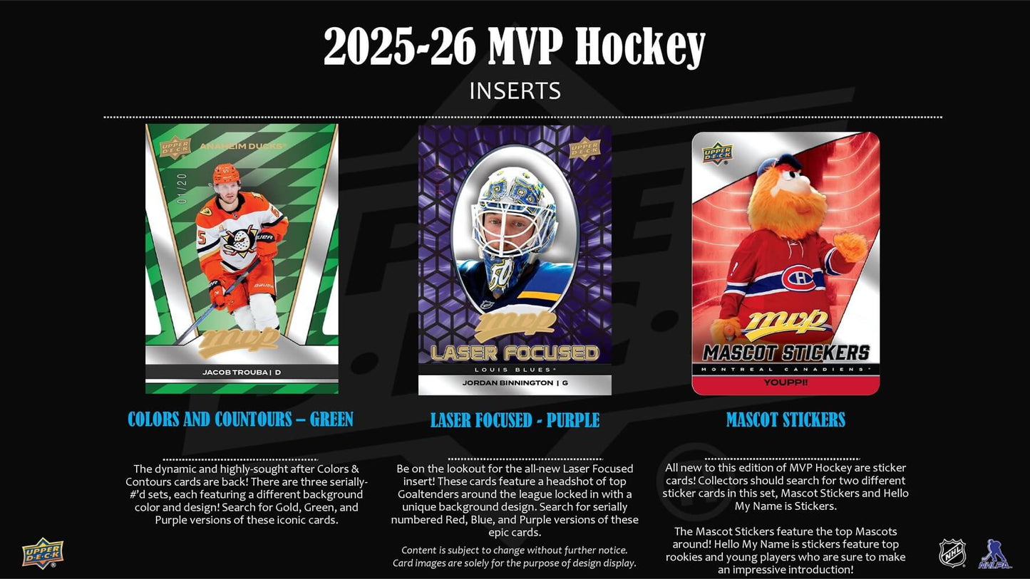 2025 - 26 Upper Deck MVP Hockey Hobby Box 053334012966 at King Card Canada