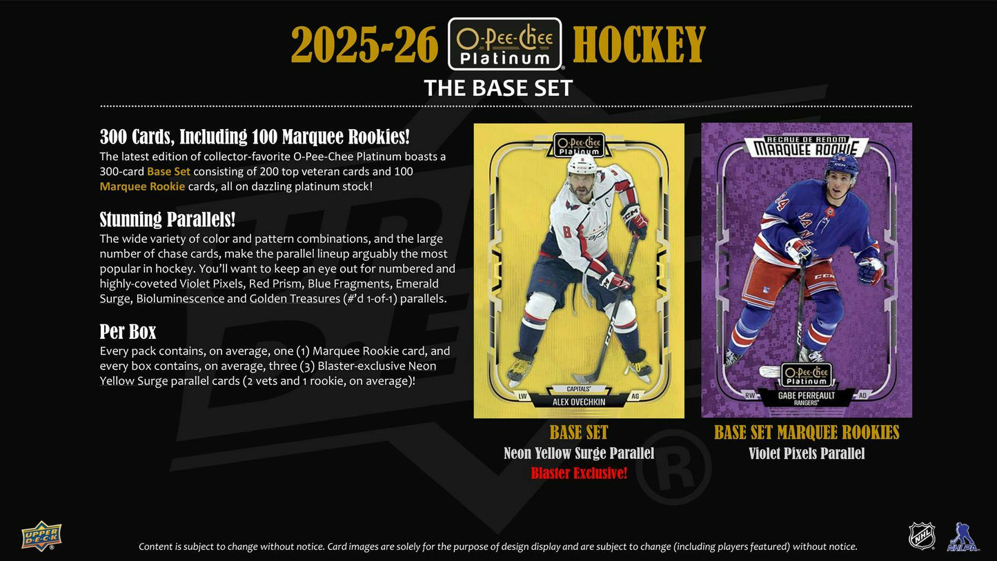 2025 - 26 Upper Deck O - Pee - Chee Platinum Hockey Blaster Box 053334474238 at King Card Canada