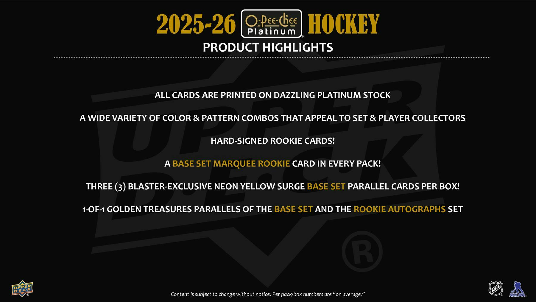 2025 - 26 Upper Deck O - Pee - Chee Platinum Hockey Blaster Box 053334474238 at King Card Canada
