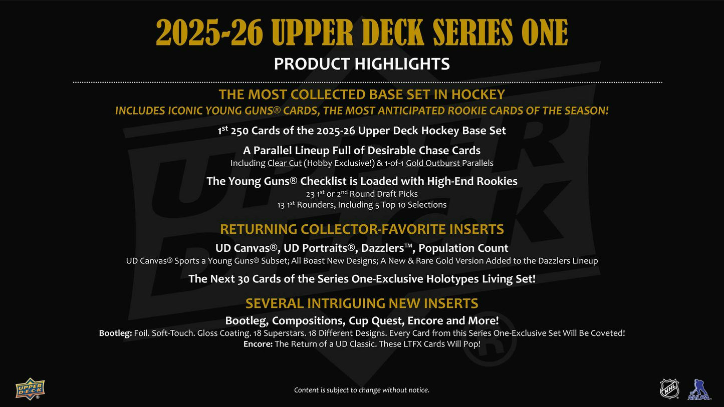 2025-26 Upper Deck Series 1 Hockey Hobby Box 053334036702 at King Card Canada