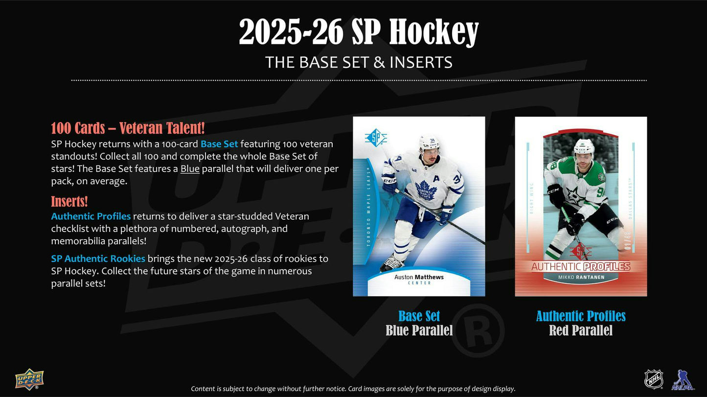 2025 - 26 Upper Deck SP Hockey Blaster Box 053334001038 at King Card Canada