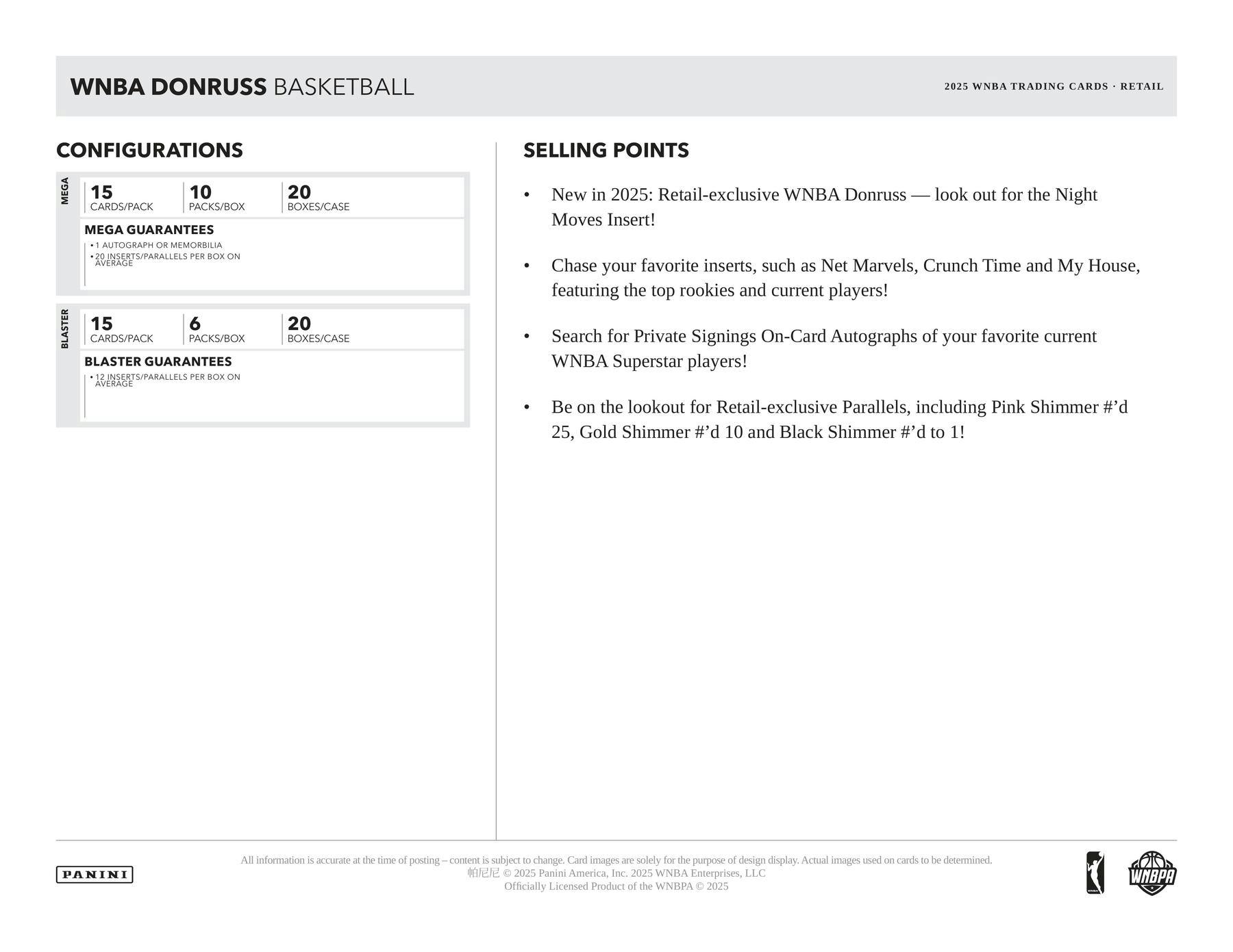 2025 Panini Donruss WNBA Basketball Blaster Box 746134190193 at King Card Canada