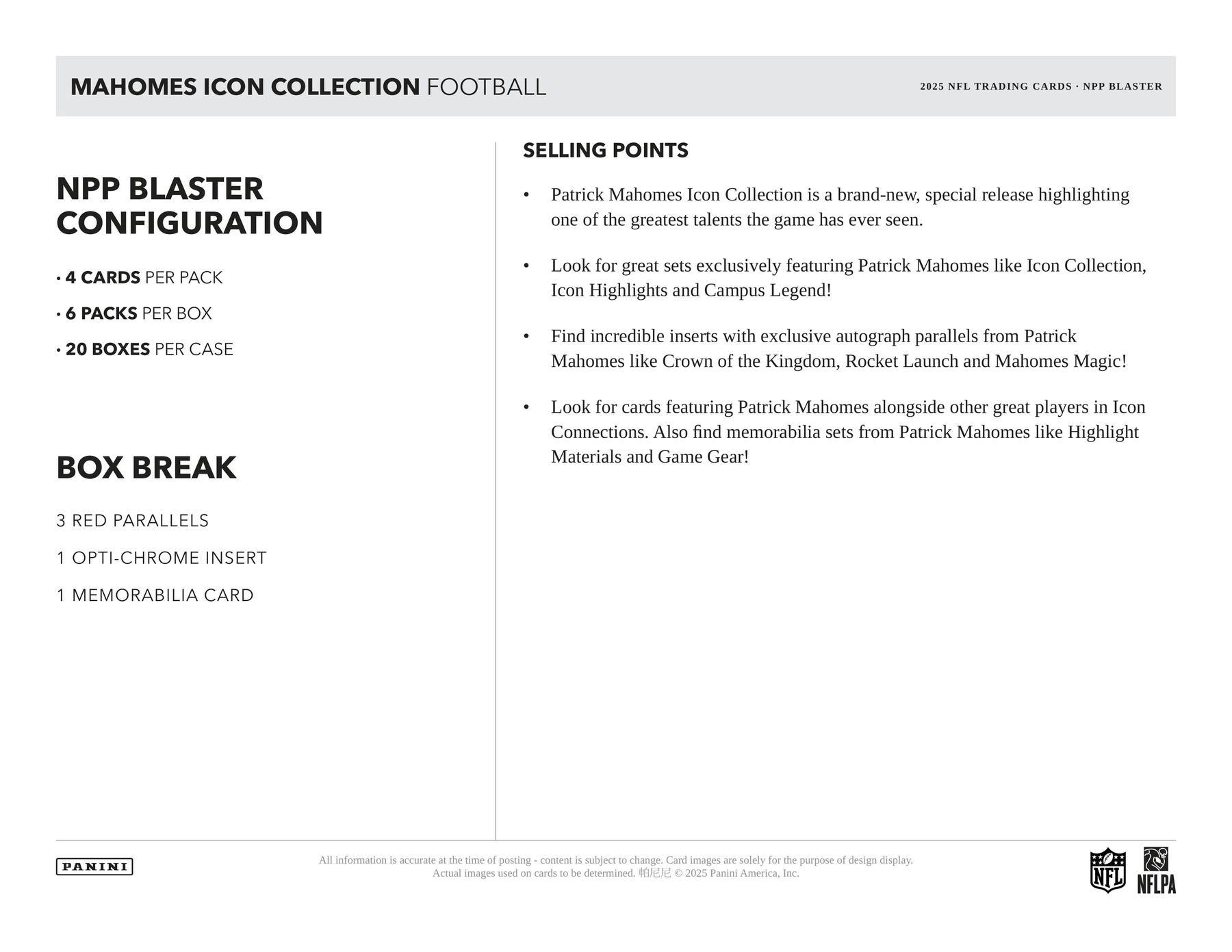 2025 Panini Mahomes Icon Collection Football Blaster Box 746134194795 at King Card Canada