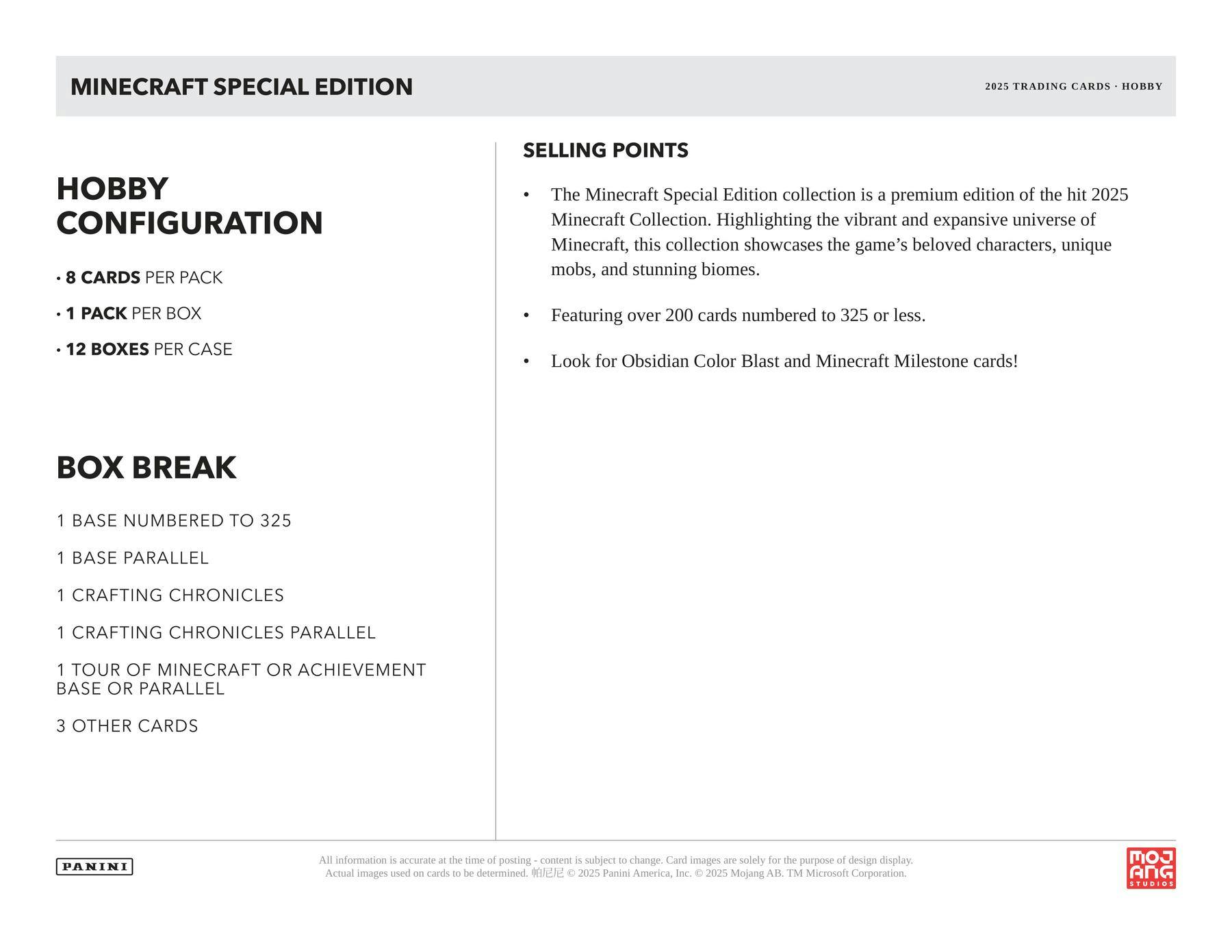 2025 Panini Minecraft Special Edition Trading Card Hobby Box 746134194689 at King Card Canada