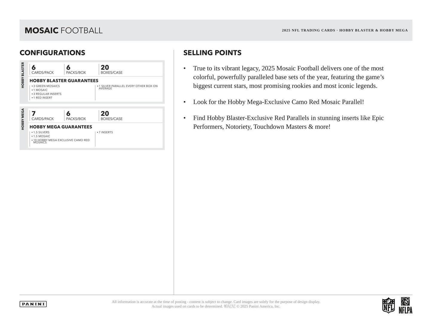 2025 Panini Mosaic Football Hobby Mega Box 746134186424 at King Card Canada