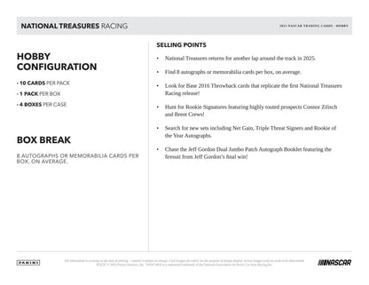 2025 Panini National Treasures NASCAR Racing Hobby Box 746134182976 at King Card Canada