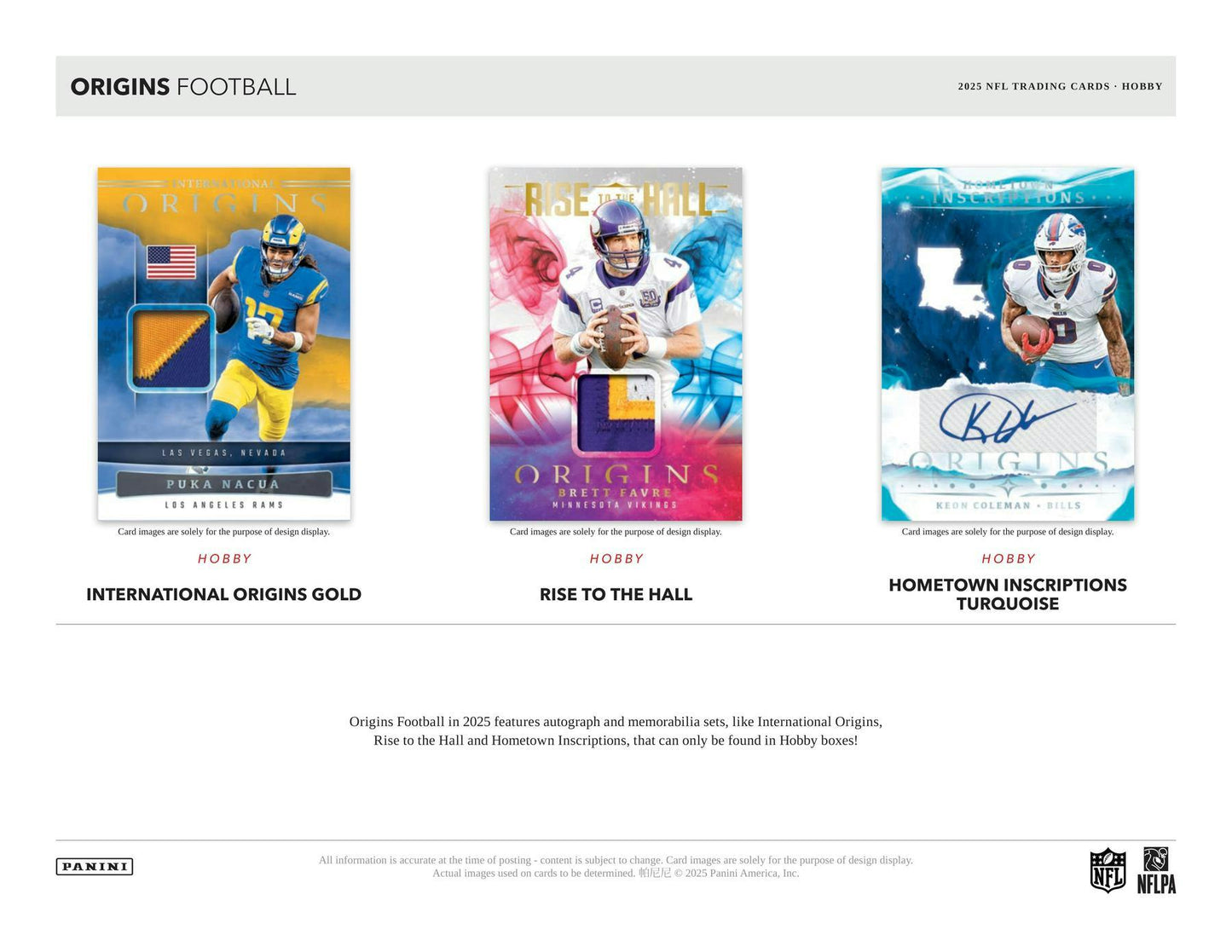 2025 Panini Origins Football Hobby Box 746134185885 at King Card Canada