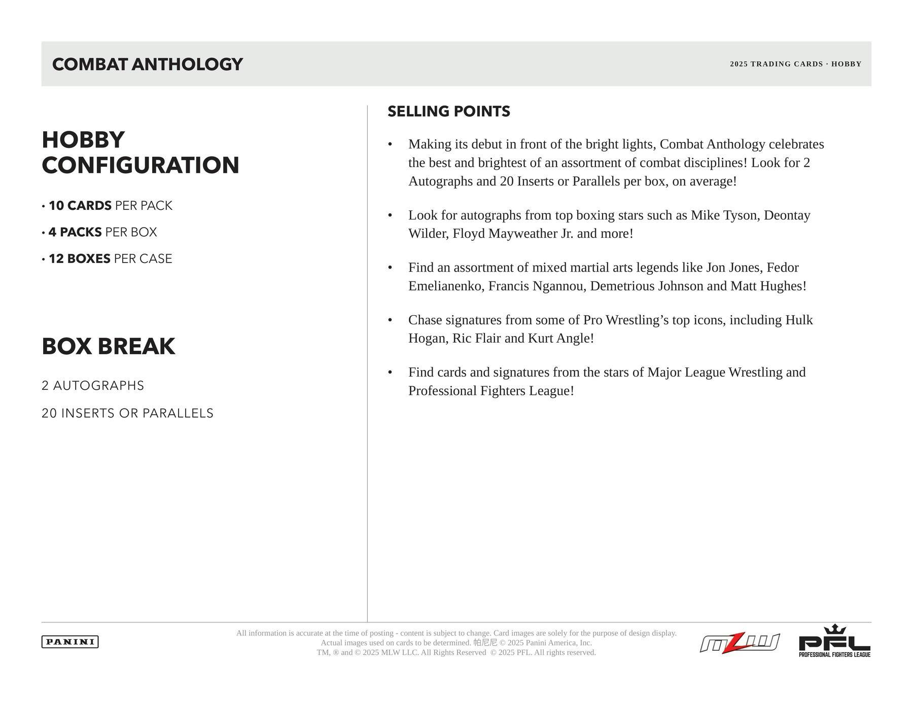 2025 Panini PFL Combat Anthology Hobby Box 746134183393 at King Card Canada