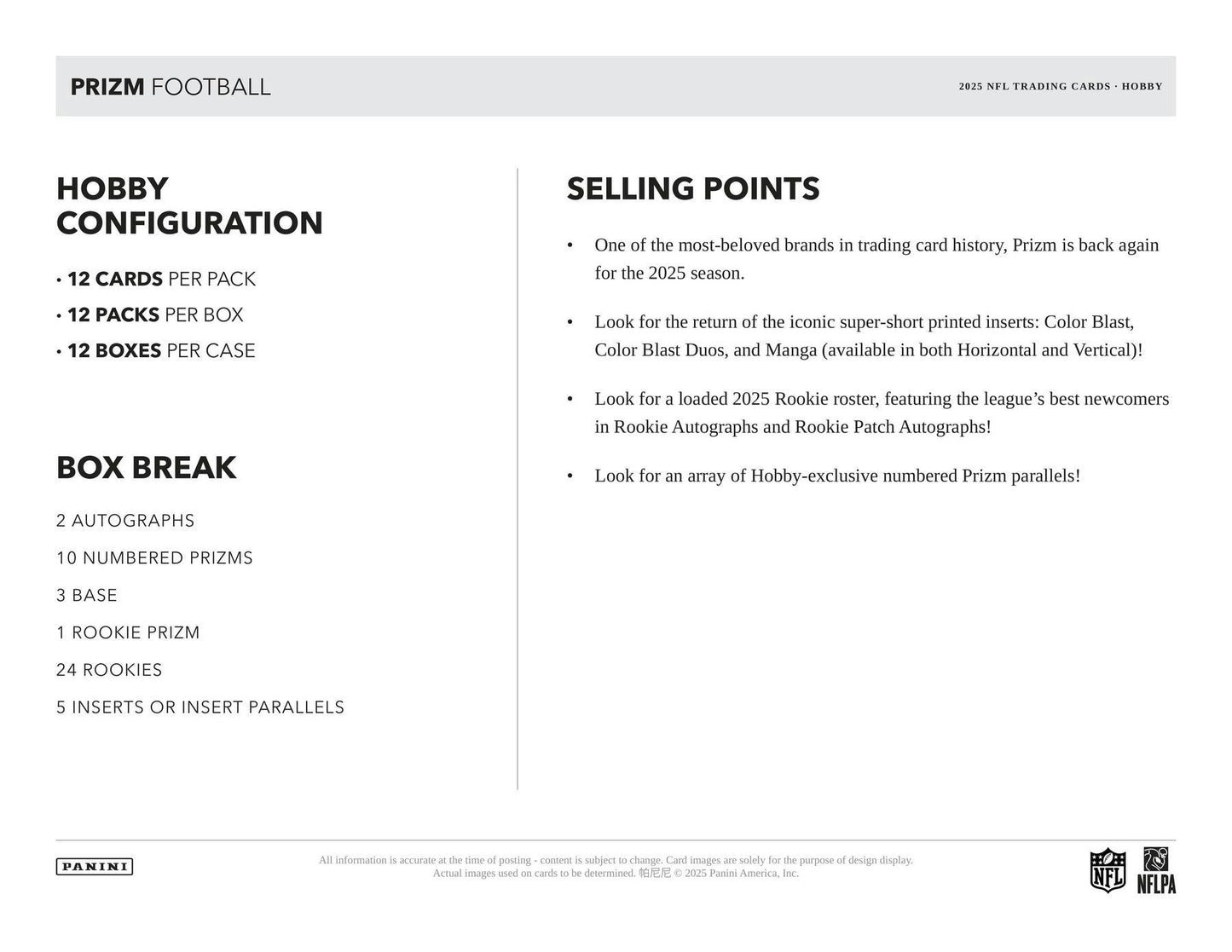 2025 Panini Prizm Football Hobby Box 746134187247 at King Card Canada