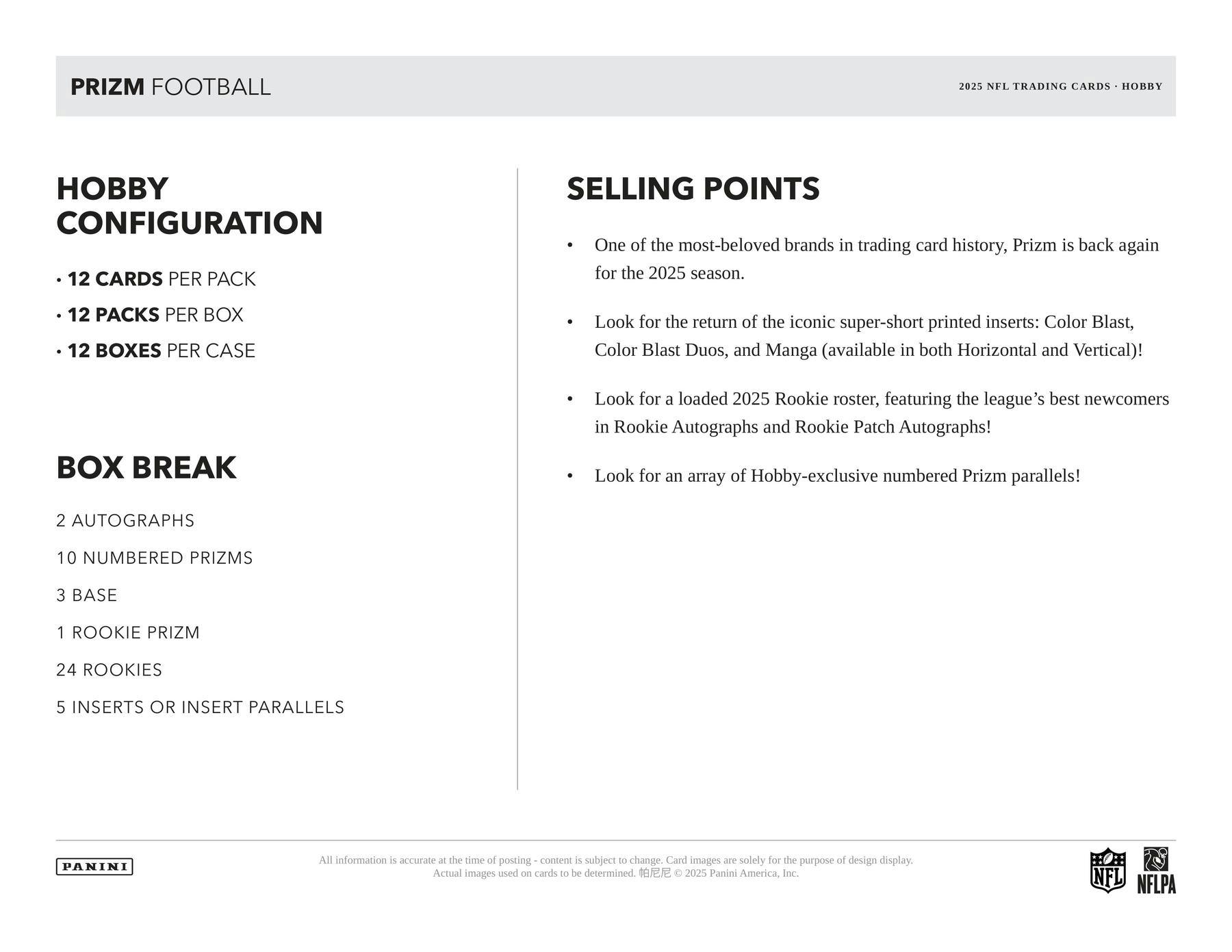 2025 Panini Prizm Football Hobby Box 746134187247 at King Card Canada