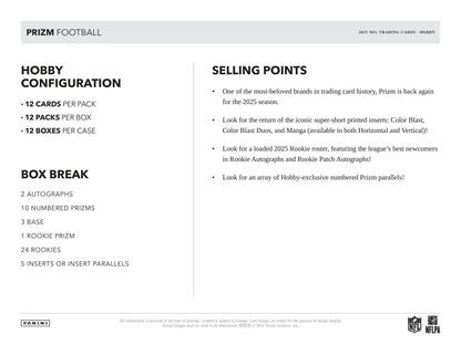 2025 Panini Prizm Football Hobby Box 746134187247 at King Card Canada