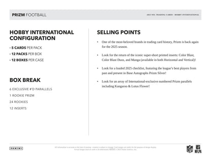 2025 Panini Prizm Football International Hobby Box 746134187346 at King Card Canada