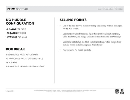 2025 Panini Prizm Football No Huddle Box 746134187315 at King Card Canada