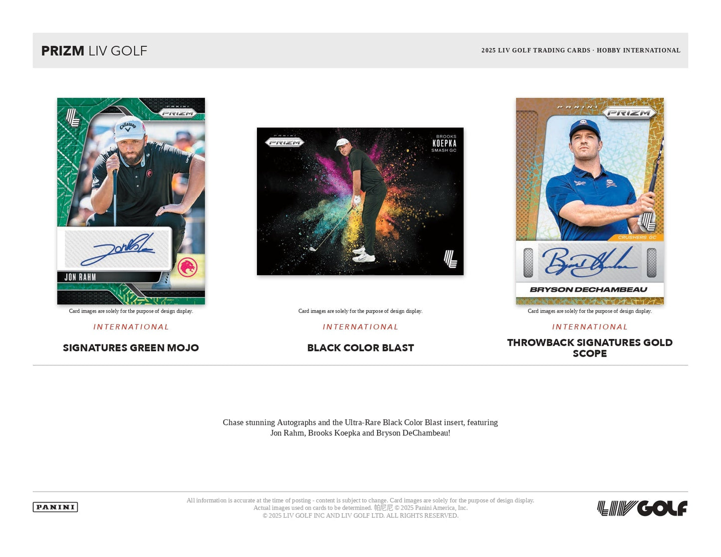 2025 Panini Prizm LIV Golf International Hobby Box 746134189128 at King Card Canada