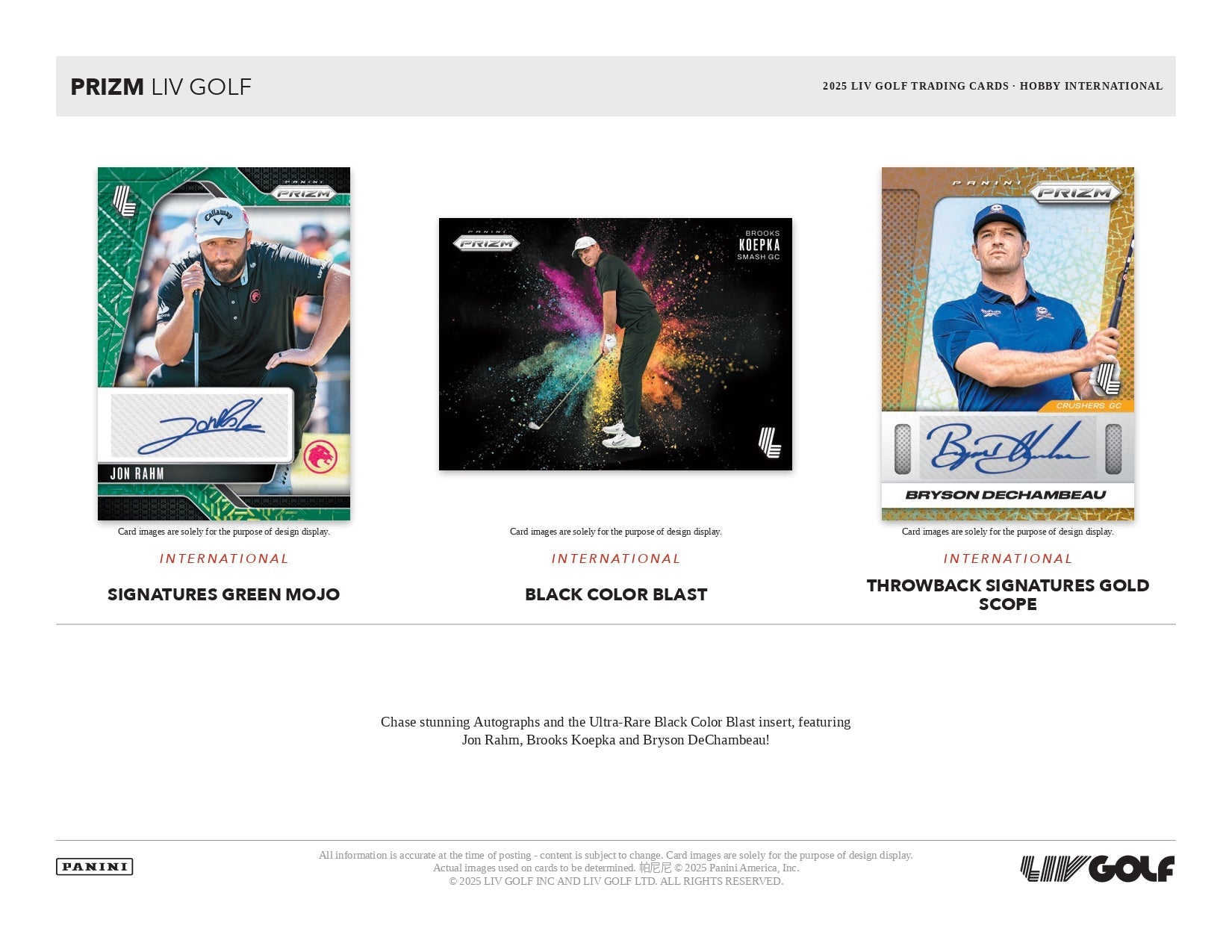 2025 Panini Prizm LIV Golf International Hobby Box 746134189128 at King Card Canada