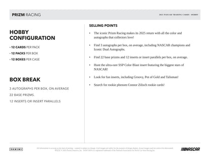 2025 Panini Prizm NASCAR Racing Hobby Box 746134183027 at King Card Canada