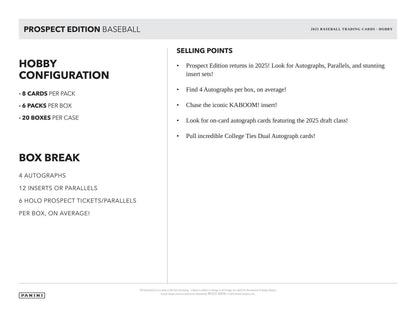 2025 Panini Prospect Edition Baseball Hobby Box 746134182655 at King Card Canada